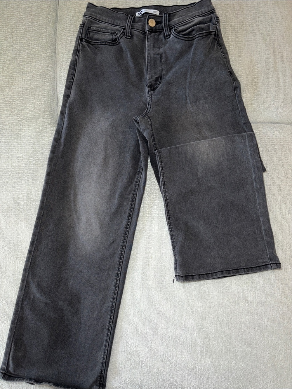 SO High-Rise Wide Leg Jeans in Washed Black
